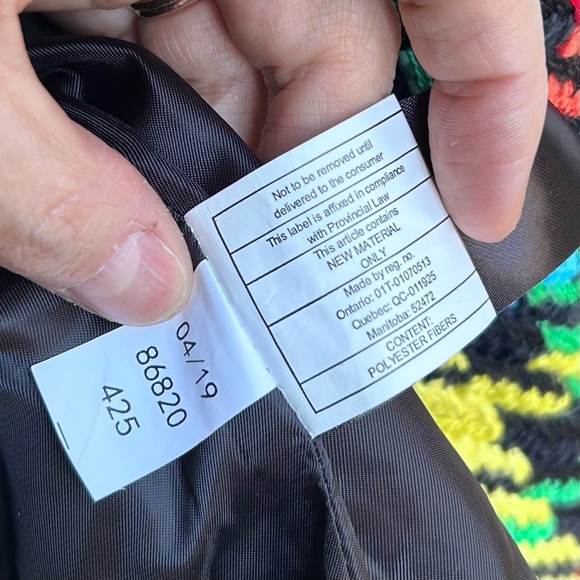 Sam Edelman Multicolor Houndstooth Coat Rainbow Colorful Artsy Bold Size 12 - Picture 10 of 10